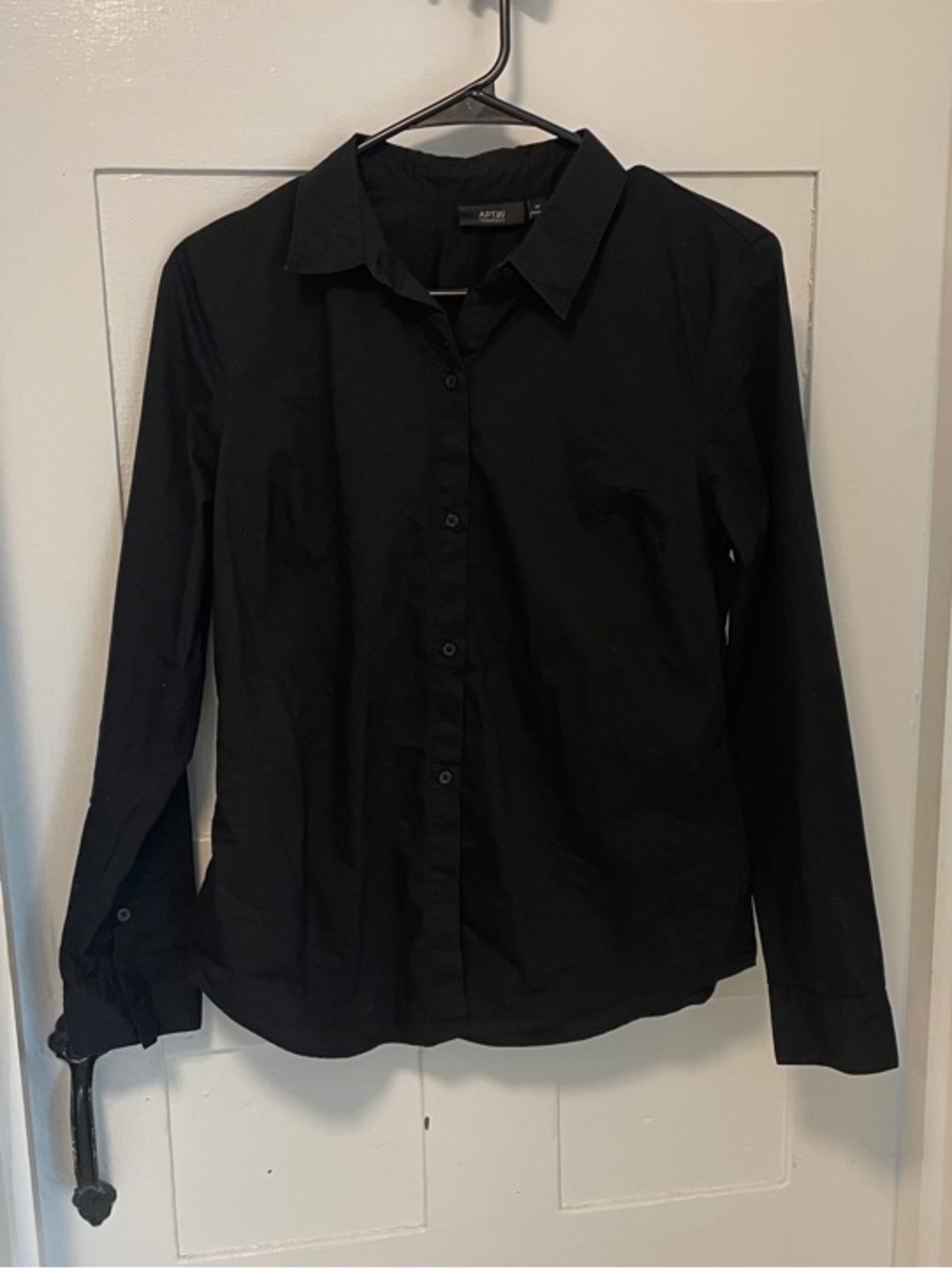 Essentials Black Collared Button-Up Shirt
